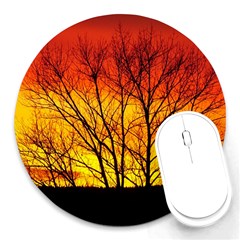 Sunset Abendstimmung Round Mousepads by BangZart