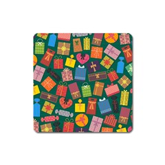 Presents Gifts Background Colorful Square Magnet by BangZart