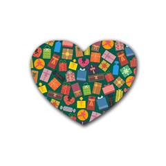 Presents Gifts Background Colorful Rubber Coaster (heart)  by BangZart