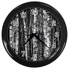 Birch Forest Trees Wood Natural Wall Clocks (black) by BangZart