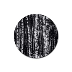 Birch Forest Trees Wood Natural Rubber Round Coaster (4 Pack)  by BangZart