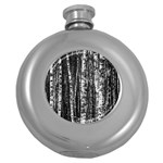 Birch Forest Trees Wood Natural Round Hip Flask (5 oz) Front