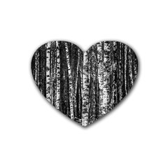 Birch Forest Trees Wood Natural Rubber Coaster (heart)  by BangZart