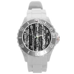 Birch Forest Trees Wood Natural Round Plastic Sport Watch (l) by BangZart