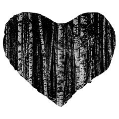 Birch Forest Trees Wood Natural Large 19  Premium Flano Heart Shape Cushions by BangZart