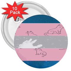 Pride Flag 3  Buttons (10 Pack)  by TransPrints