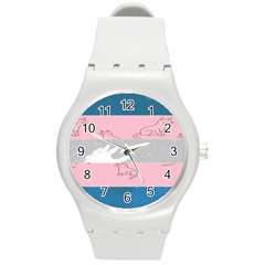 Pride Flag Round Plastic Sport Watch (m) by TransPrints