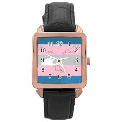 Pride Flag Rose Gold Leather Watch  by TransPrints