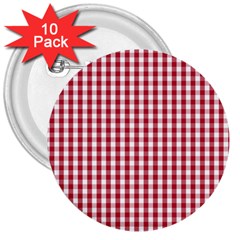 Usa Flag Red Blood Large Gingham Check 3  Buttons (10 Pack) 