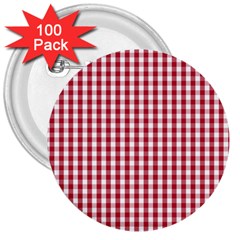 Usa Flag Red Blood Large Gingham Check 3  Buttons (100 Pack) 