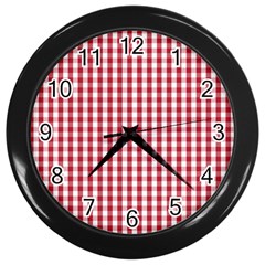 Usa Flag Red Blood Large Gingham Check Wall Clocks (black)