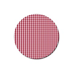 Usa Flag Red Blood Large Gingham Check Rubber Round Coaster (4 Pack)  by PodArtist