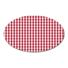 Usa Flag Red Blood Large Gingham Check Oval Magnet by PodArtist