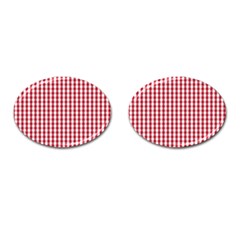 Usa Flag Red Blood Large Gingham Check Cufflinks (oval)