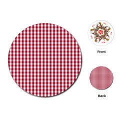 Usa Flag Red Blood Large Gingham Check Playing Cards (round) 