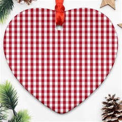 Usa Flag Red Blood Large Gingham Check Heart Ornament (two Sides)