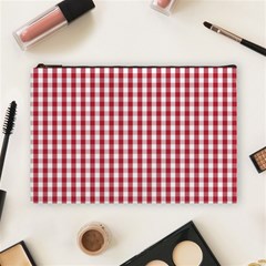 Usa Flag Red Blood Large Gingham Check Cosmetic Bag (large) 