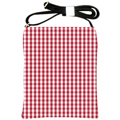 Usa Flag Red Blood Large Gingham Check Shoulder Sling Bags by PodArtist