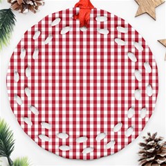 Usa Flag Red Blood Large Gingham Check Ornament (round Filigree)