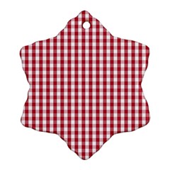 Usa Flag Red Blood Large Gingham Check Snowflake Ornament (two Sides) by PodArtist