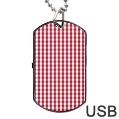 Usa Flag Red Blood Large Gingham Check Dog Tag Usb Flash (two Sides) by PodArtist