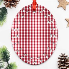 Usa Flag Red Blood Large Gingham Check Ornament (oval Filigree)