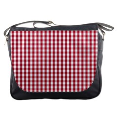 Usa Flag Red Blood Large Gingham Check Messenger Bags by PodArtist