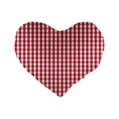 Usa Flag Red Blood Large Gingham Check Standard 16  Premium Heart Shape Cushions by PodArtist