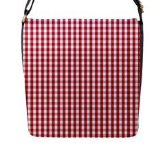 Usa Flag Red Blood Large Gingham Check Flap Messenger Bag (l)  by PodArtist