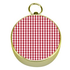 Usa Flag Red Blood Large Gingham Check Gold Compasses by PodArtist