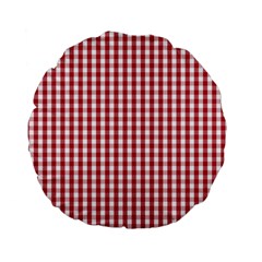 Usa Flag Red Blood Large Gingham Check Standard 15  Premium Flano Round Cushions