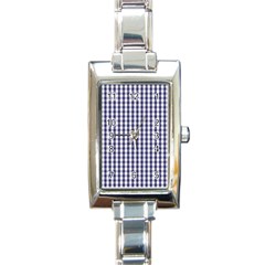 Usa Flag Blue Large Gingham Check Plaid  Rectangle Italian Charm Watch by PodArtist