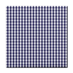 Usa Flag Blue Large Gingham Check Plaid  Tile Coasters by PodArtist