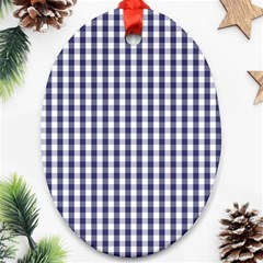 Usa Flag Blue Large Gingham Check Plaid  Ornament (oval)