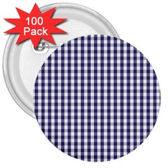 Usa Flag Blue Large Gingham Check Plaid  3  Buttons (100 Pack)  by PodArtist