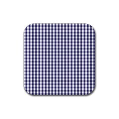 Usa Flag Blue Large Gingham Check Plaid  Rubber Coaster (square) 