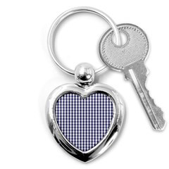 Usa Flag Blue Large Gingham Check Plaid  Key Chains (heart) 