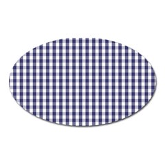 Usa Flag Blue Large Gingham Check Plaid  Oval Magnet by PodArtist