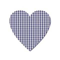 Usa Flag Blue Large Gingham Check Plaid  Heart Magnet by PodArtist