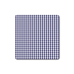 Usa Flag Blue Large Gingham Check Plaid  Square Magnet