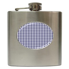 Usa Flag Blue Large Gingham Check Plaid  Hip Flask (6 Oz) by PodArtist