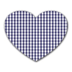 Usa Flag Blue Large Gingham Check Plaid  Heart Mousepads by PodArtist