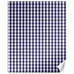 Usa Flag Blue Large Gingham Check Plaid  Canvas 11  X 14  