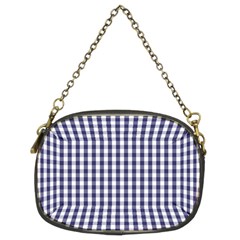 Usa Flag Blue Large Gingham Check Plaid  Chain Purses (two Sides) 