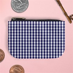 Usa Flag Blue Large Gingham Check Plaid  Mini Coin Purses by PodArtist