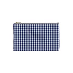 Usa Flag Blue Large Gingham Check Plaid  Cosmetic Bag (small)  by PodArtist