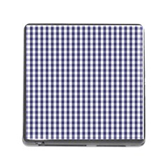 Usa Flag Blue Large Gingham Check Plaid  Memory Card Reader (square) by PodArtist