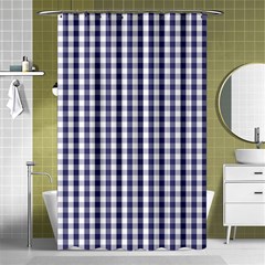 Usa Flag Blue Large Gingham Check Plaid  Shower Curtain 48  X 72  (small)  by PodArtist