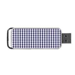 Usa Flag Blue Large Gingham Check Plaid  Portable Usb Flash (one Side) by PodArtist