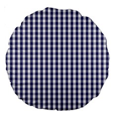 Usa Flag Blue Large Gingham Check Plaid  Large 18  Premium Round Cushions by PodArtist